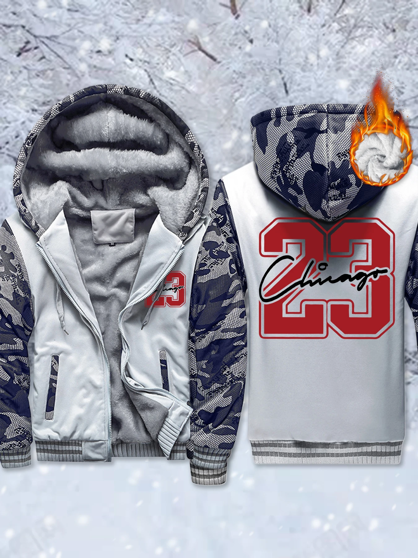 

Чикаго номер 23, утепленные зимние куртки с креативным принтом, мужская теплая удобная толстовка с капюшоном, флисовая мягкая верхняя одежда, карман на молнии, жилет унисекс