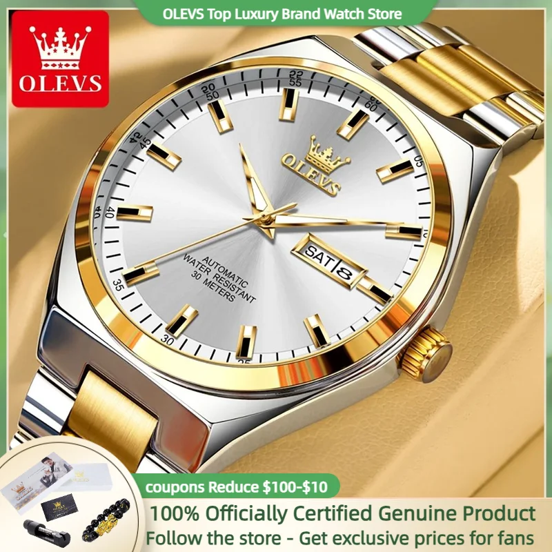 OLEVS 9907 Luxury Men Watches Simplicity Classic Date Week High Quality Stainless steel Strap Waterproof Man Hand Clock NEW