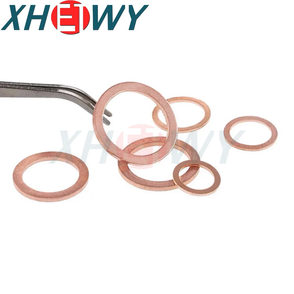 Copper Washer Gasket Nut and Bolt Set Flat Ring Seal Assortment Kit with Box M5/M6/M8/M10/M12/M14M16/M20 for Sump Plugs