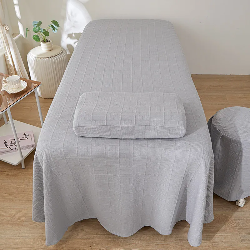 80x190cm Beauty Bed Sheet Cover with Hole Knitted Jacquard Large Single Massage Bed Sheet All Season Universal for Beauty Salon