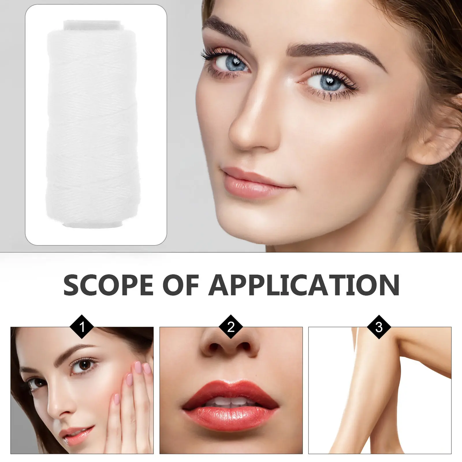 

1 Roll Soft Cotton Threading Thread for Eyebrow Threading Facial Hair Removal Women Smooth Radiant Skin Face Epilator Thread