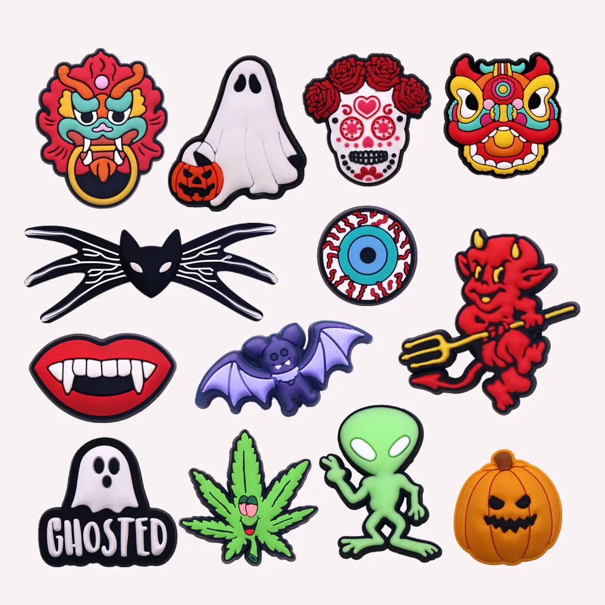 1 Pcs Original horrible Satan vampire PVC Shoe Charms Accessories Scary Ghost Pumpkin Bat Halloween Shoes Buckle Decorations