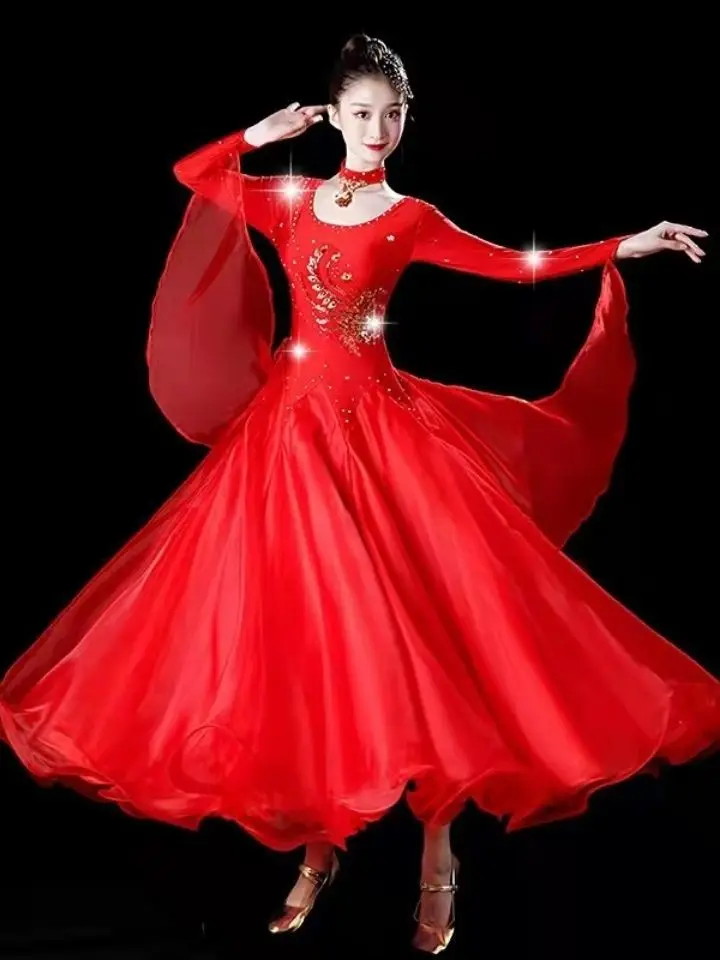 New Modern Dance Costume Social Dance Ballroom Dance Big Swing Clothes National Standard Dance Competition Dress Waltz Clothes