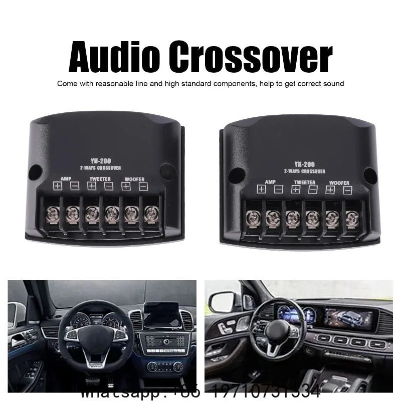 2 Way Audio Filter Audio Crossover Car 2 Way Speaker Frequency Divider 12V 60W High Frequency Capacitors Black