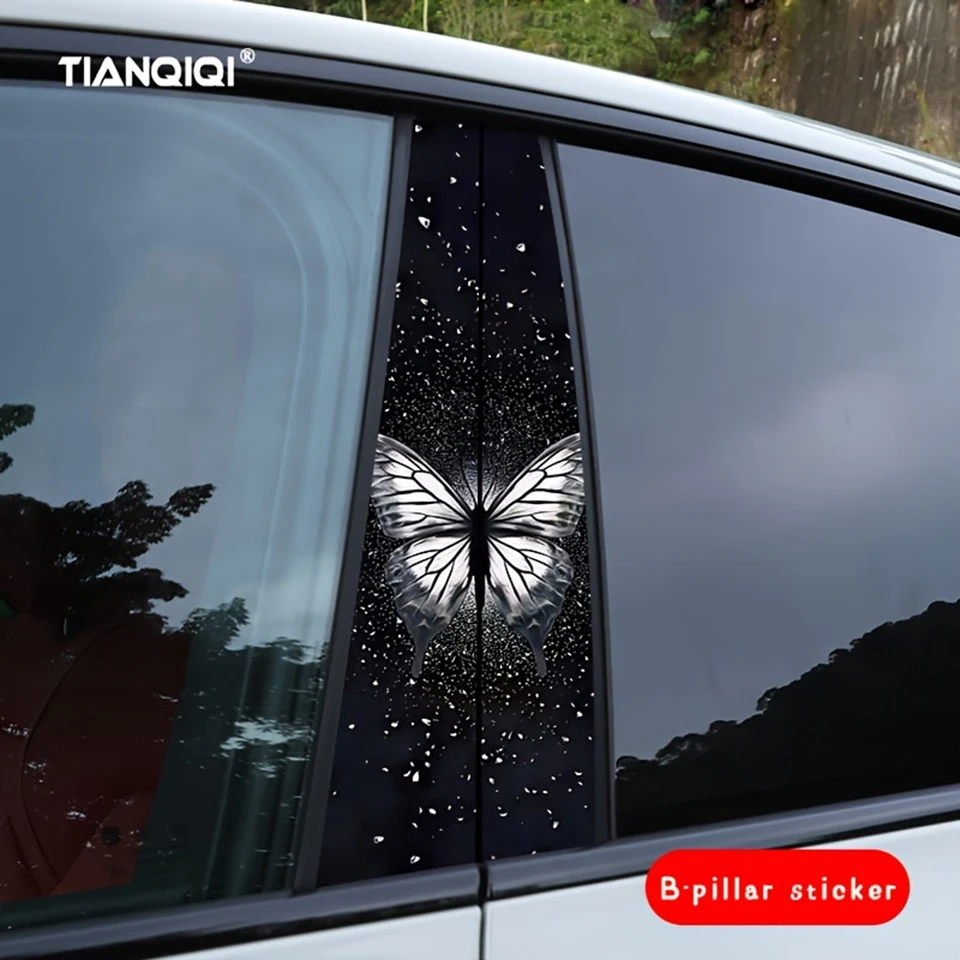 

2pcs Butterfly Car Decal Car Center Pillar Sticker Butterfly Float Window Trim B-Pillar Sticker SX-3