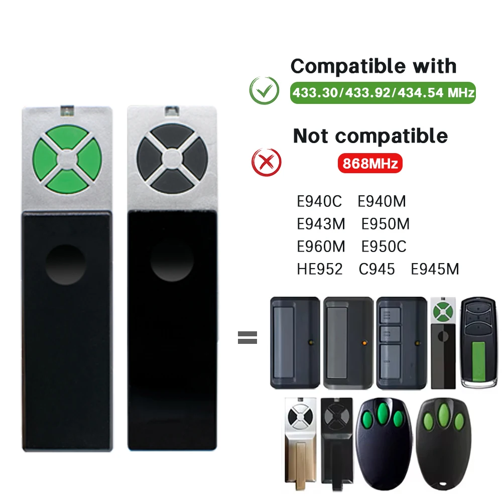 Merlin E950M E960M E940M E940C Premium Garage Door Remote Control Gate Opener 433.30 434.54 433.92MHz