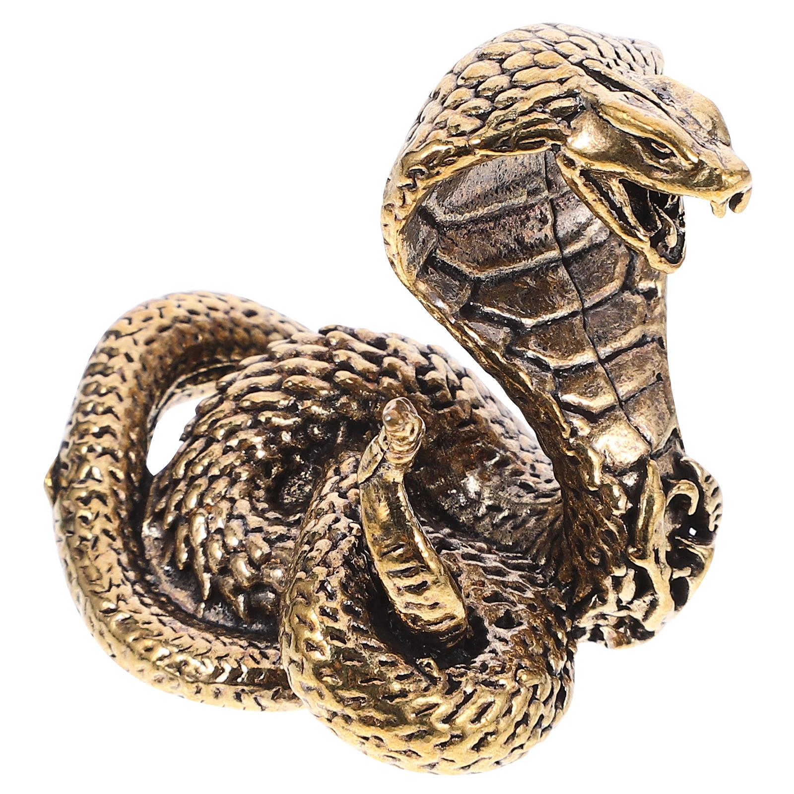 

1pc Bronze Tea Pet Brass Snake Statue Coiled Serpent Sculpture Desktop Adornment Metal Craft Tea Table Ornament Home Decoration