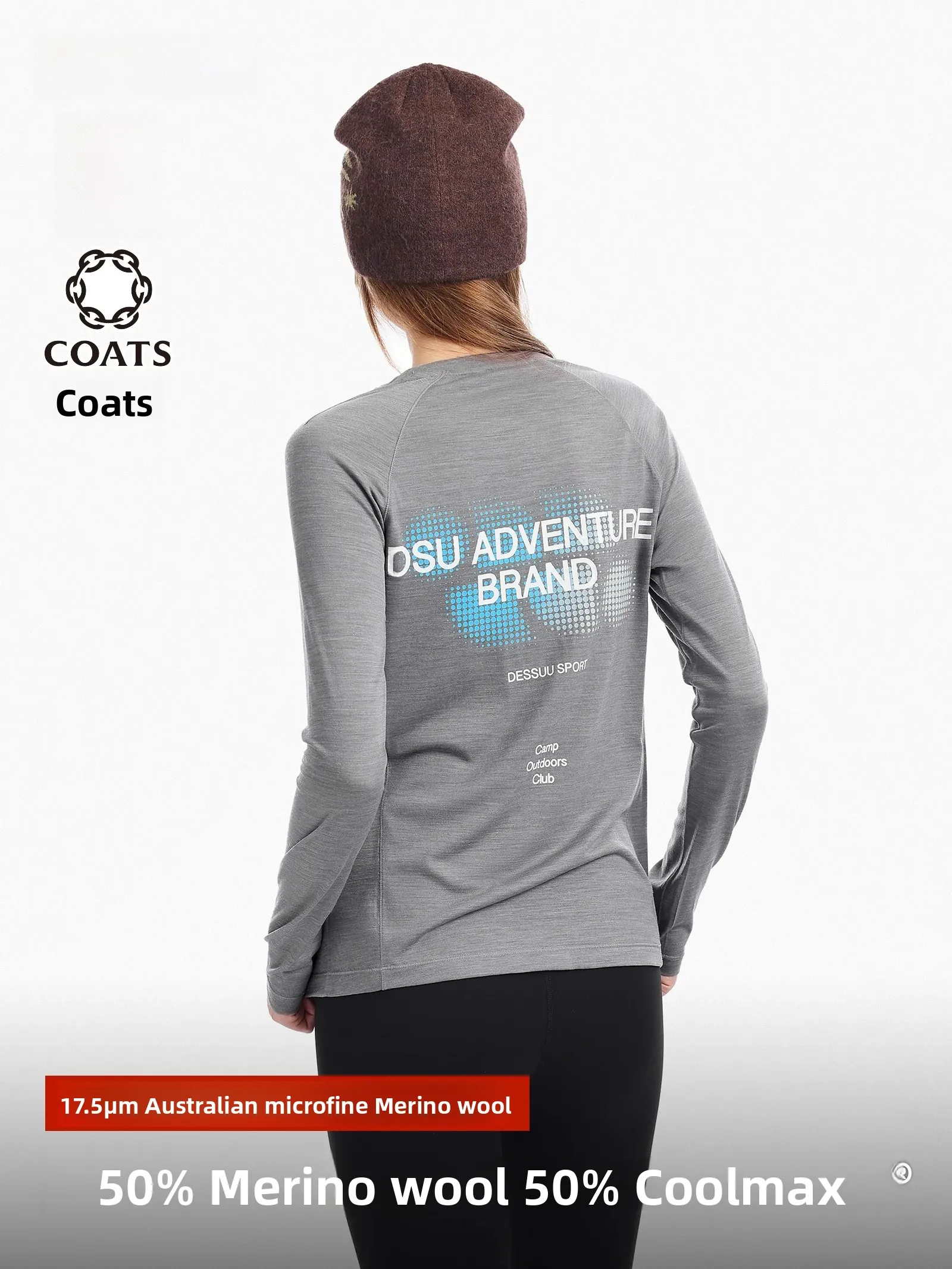 DSU Sport Wool Long Sleeve T-Shirt Coolmax Blend Quick Dry Running Training Top Ladies Comfortable Breathable Soft Sweat Abso...