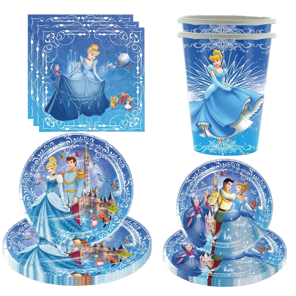 Princess Cinderella Birthday Party Decoration Tableware Cup Plate Balloons Tablecloth Girls Wedding Party Supplies Baby Shower