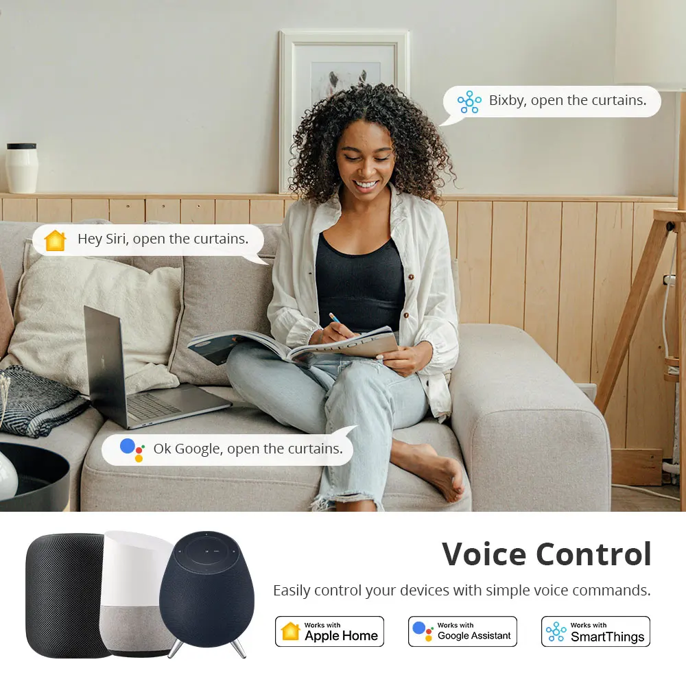 Zemismart Matter Over Thread Smart Rechargeable Roller Shade Blinds Motor for 20mm 28mm Tube Homekit Google Home Smartthings App