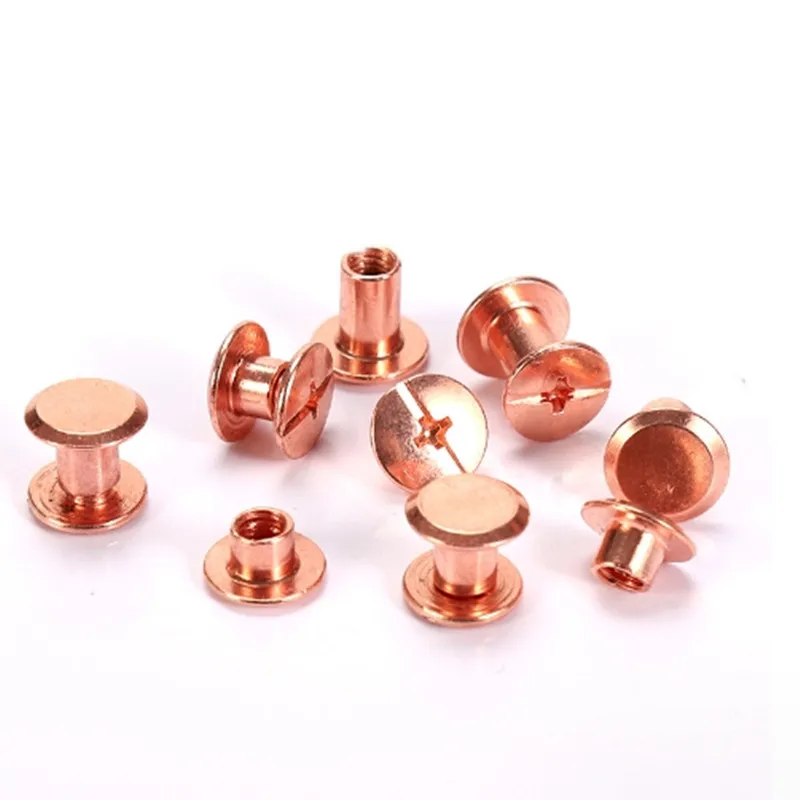 20 juegos D5(m4)*4/5/6/8/10/12/15/50 tornillos Chicago de encuadernación de oro rosa, clavos, tachuelas largas, remaches, accesorios de Hardware para artesanía de cuero