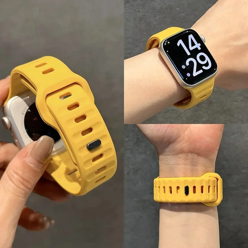 Silikonarmband für Apple Watch Ultra 3-2-1 49 mm 11, 10, 46 mm, 42 mm, atmungsaktives Armband für iWatch 9 8 7 6 5 SE3 45 mm 44 mm 41 mm 40 mm