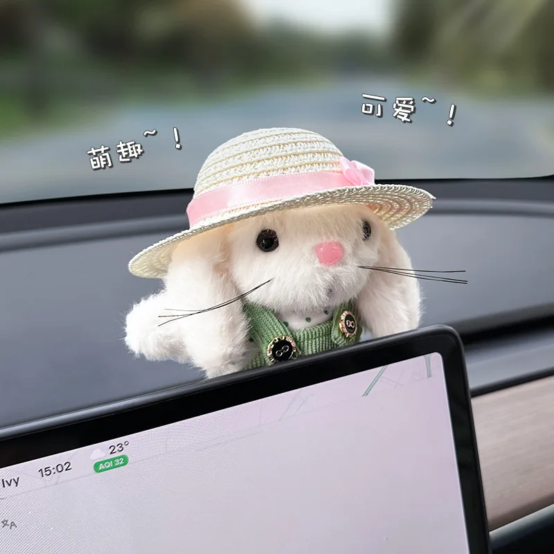 

New Car Center Console PaPa Rabbit Ornaments Car Interior Decoration Screen Healing Car Cartoon Rabbit Ornaments