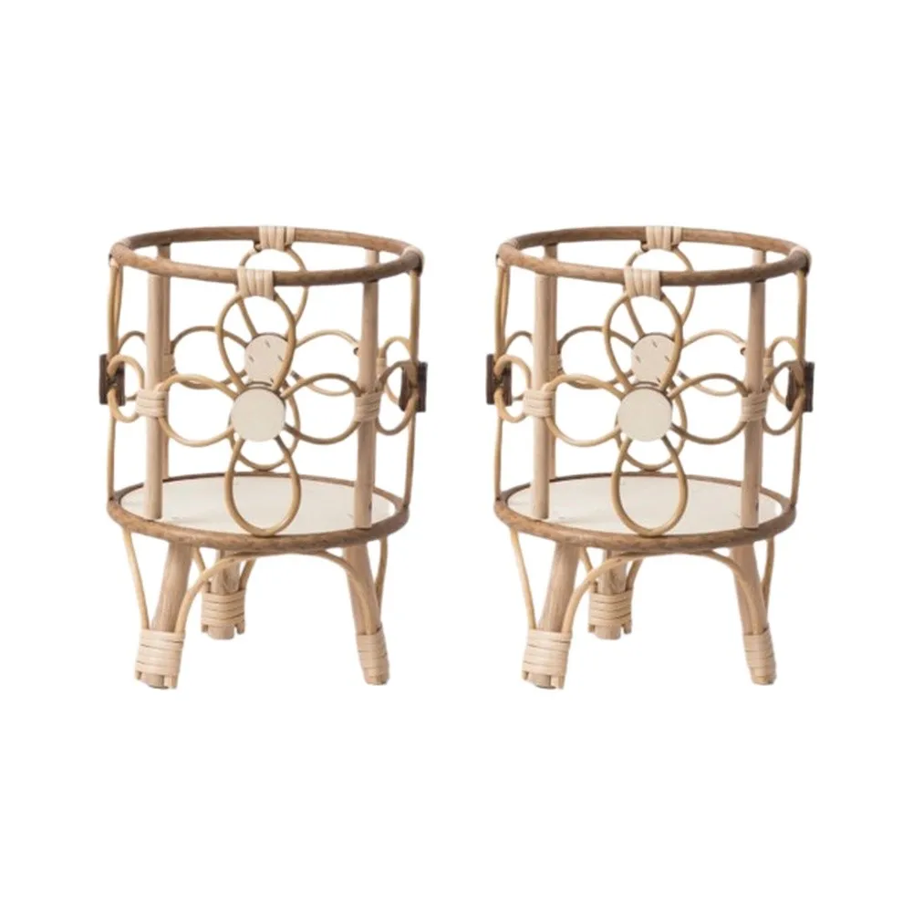 Wicker Plant Stand Made from for Natural Rattan with Wooden Legs for Indoor Outdoor Plant Display and Space Saving Decor