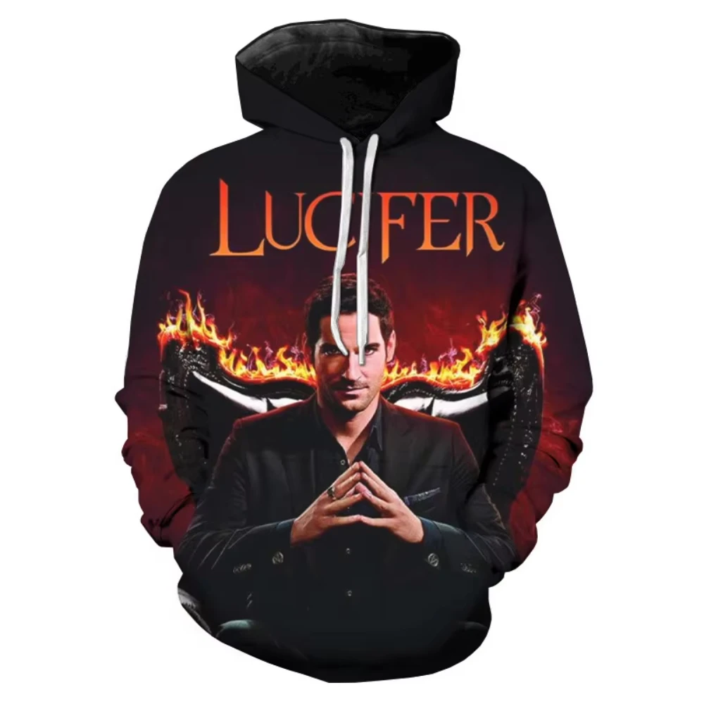 Popular TV Series Lucifer 3D Print Men's Hoodie Harajuku Long Sleeves Oversized Outdoor Pullover Sweatshirt Kids Unisex Clothing