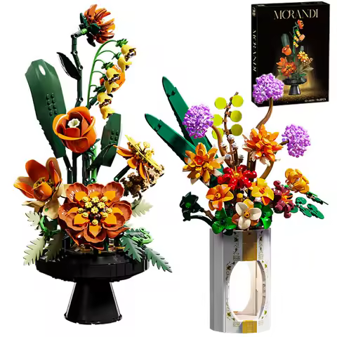 Creative Romantic Flower Bouquet Vase Building Blocks Idea Home Decoration Eternal Flower Construction Toys Girls Valentine Gift