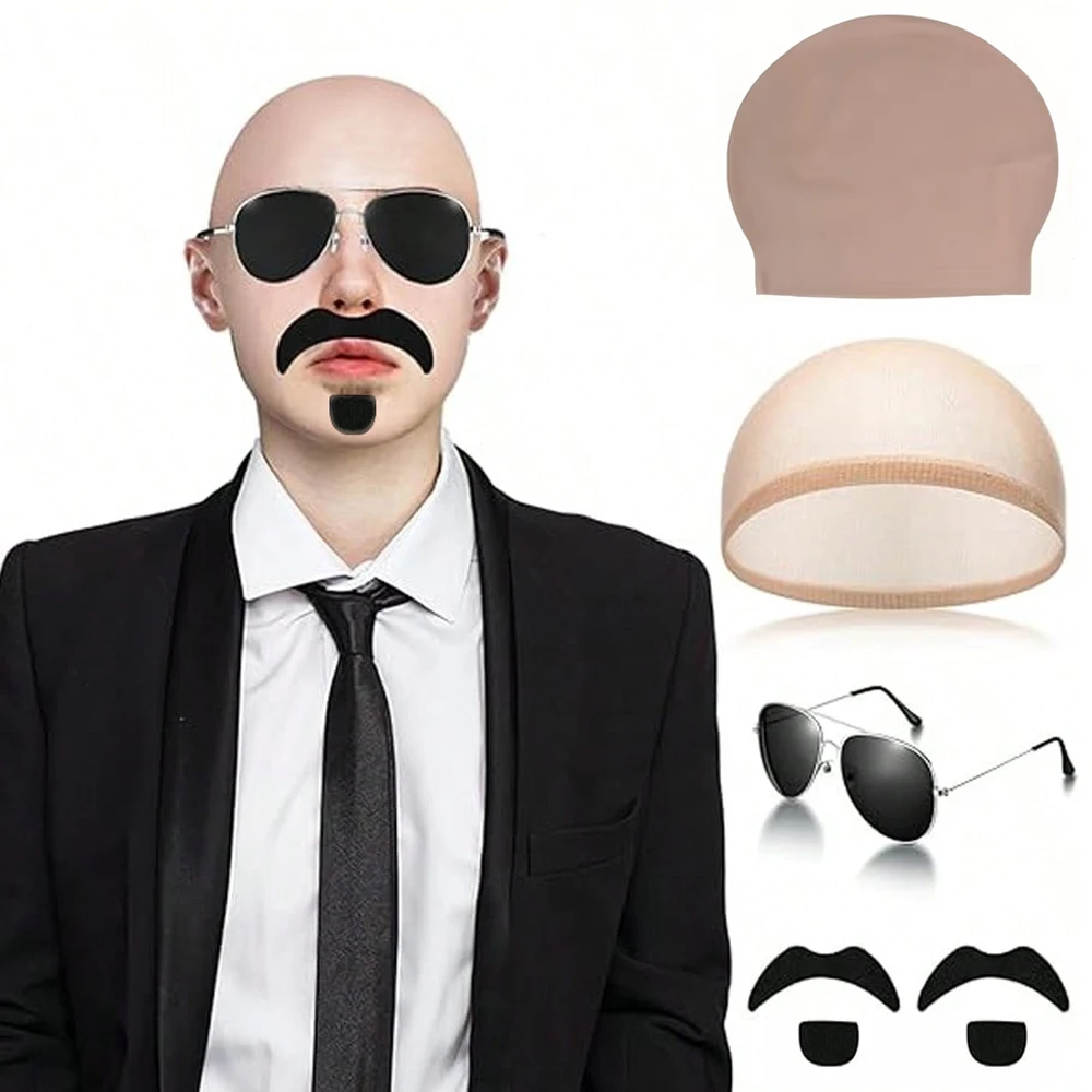 Nylon Bald Hairstyle Cap for Glasses Suitable Latex Wig Hat for Makeup Unisex Adult Role-Playing Party Accessory