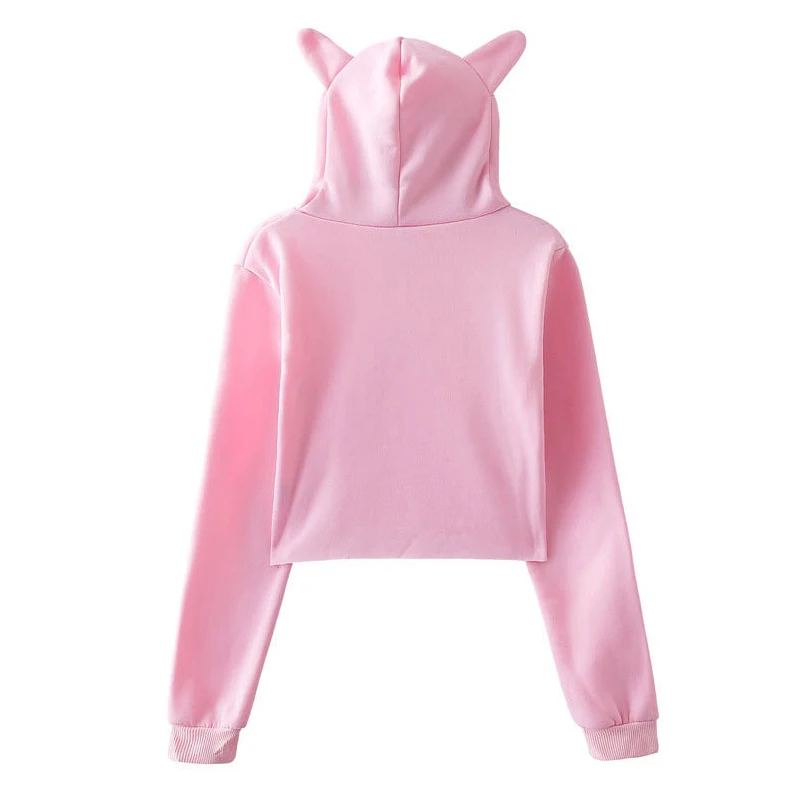 سترة نسائية ذات قلنسوة مقصوصة مطبوعة على شكل زهور صفراء من كاليفورنيا جميع المواسم آذان القط قطع علوية قصيرة ملابس نسائية هاراجوكو ملابس الشارع الشهير