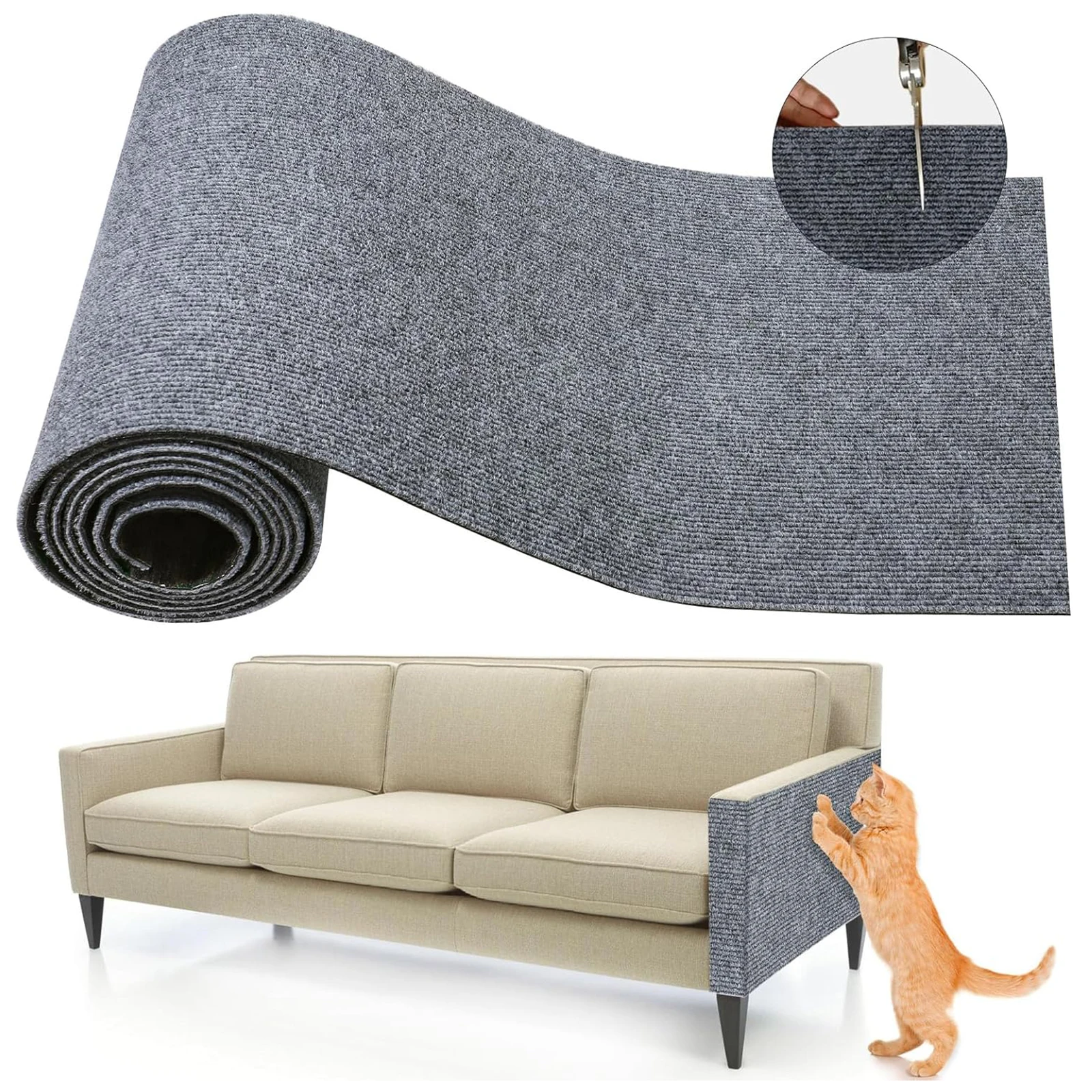 Cat Scratching Post Covered Carpet Mat DIY Cats Scratch Board Sofa Protection Self-adhesive Carpet Cats Scratch Board Cats Toys