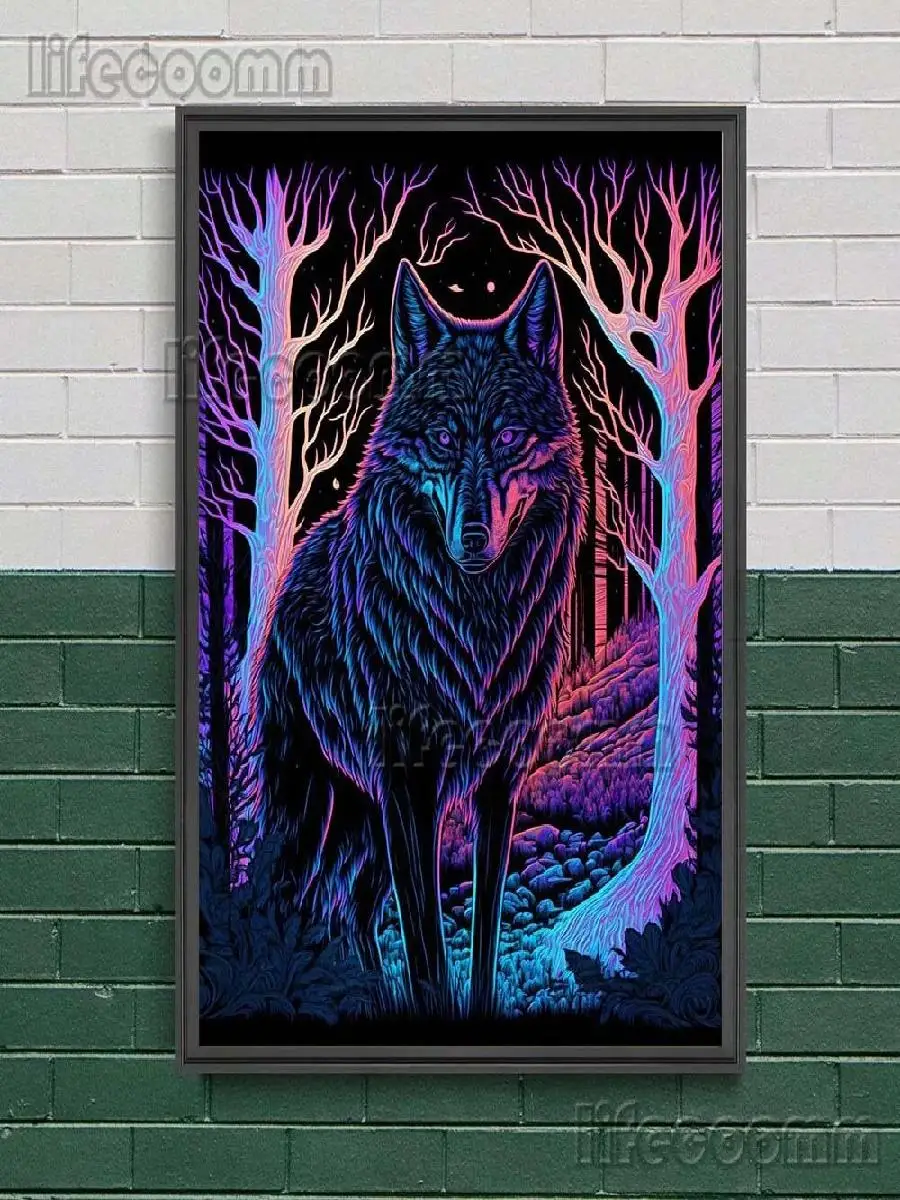 Mystical Jungle Gremlins  Wolves Abstract Canvas Wall Art  Witchcraft and Monster Themed Poster Print Home Decor