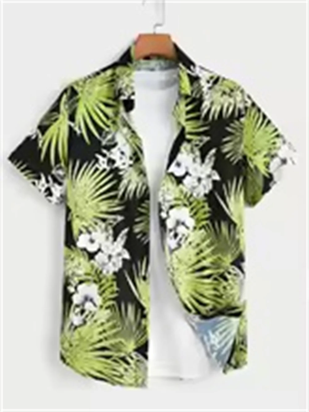

2025: Гавайская мужская рубашка с короткими рукавами и лацканами с 3D принтом растений и цветов, топ на пуговицах в океанском стиле, повседневная модная мужская одежда