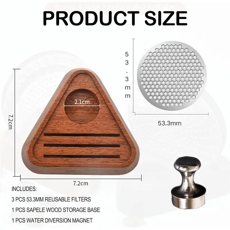CYCLI-53.5Mm Espresso Puck Screen Espresso Portafilter For Breville Barista Express 304 Stainless Steel Reusable Filter