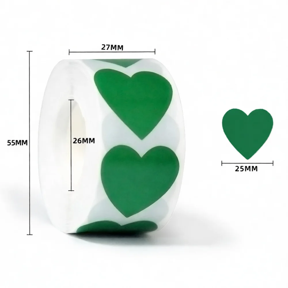 Heart Shape Blank Adhesive Sticker Tag Roll Decorative Sealing Paper For Office School Supply Gift Packaging DIY Scrapbooking