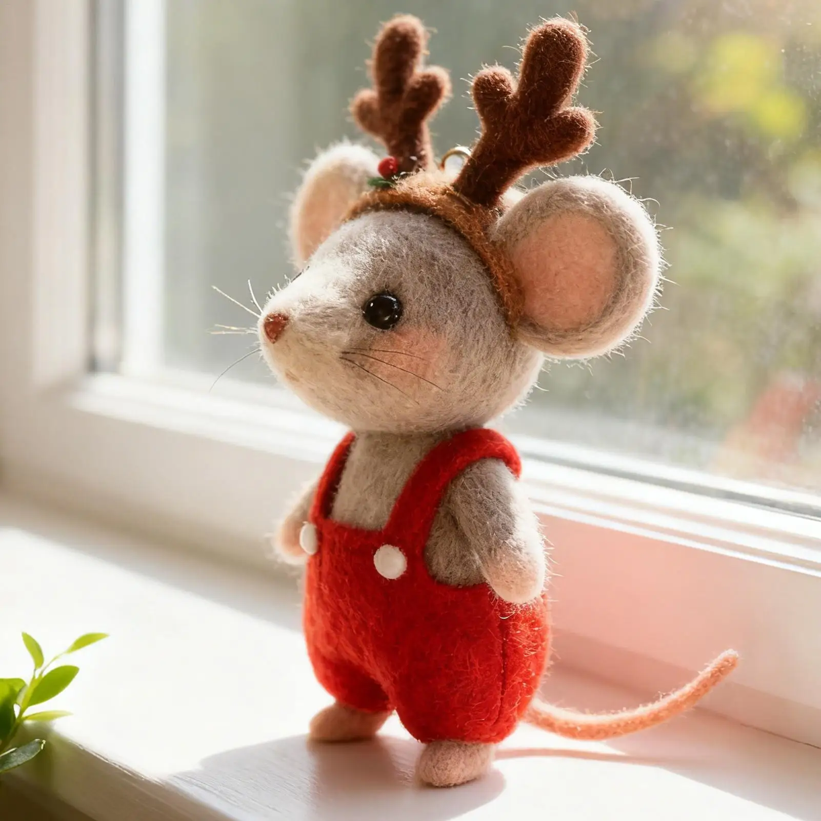 Mini-Filzmäuse, Tierfiguren, Weihnachts-Maus-Dekoration aus Filz für Fensterbänke im Innenbereich, Bücherregale, Schreibtische, Urlaubs-Heimdekoration