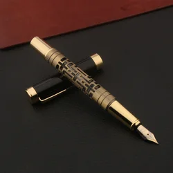 1pc bronze Fountain Pen Hollowing out M Business Office School Supplies Writing Calligraphy pen
