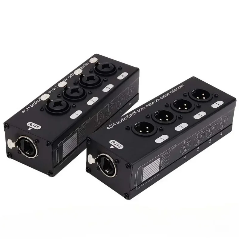 Male Female Network signal extender 4 XLR light conversion digital network cable to analog signal distribution audio dj