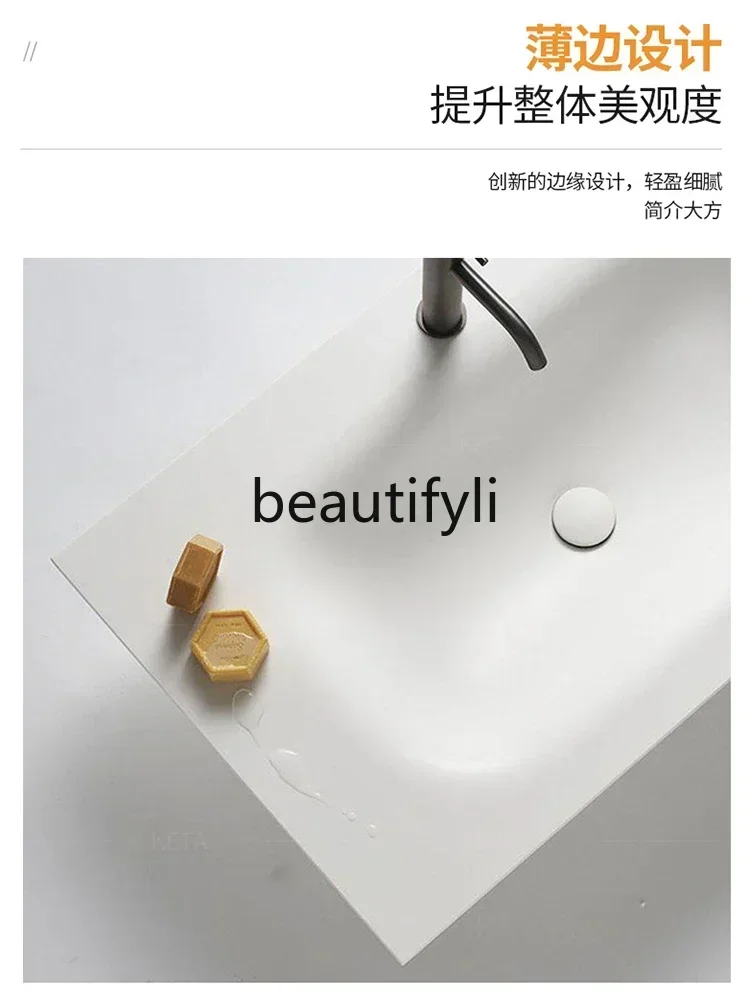 ls 42New Customized rock slab hot bending integrated basin countertop seamlebathroom cabinet wash basin home improvement