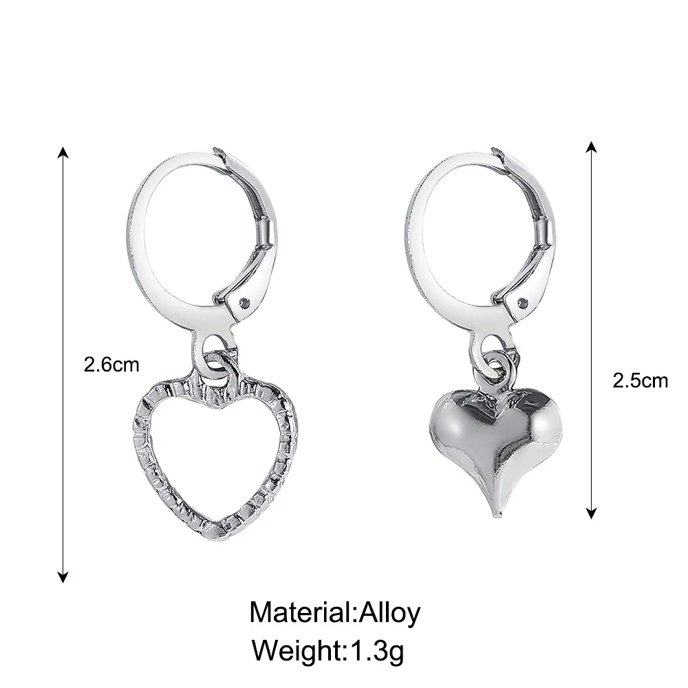 1 Set Fashion, Personality, Asymmetrical Star, Moon, Ear Buckle, Alloy Peach Heart, European and American Heart-Shaped Earrings