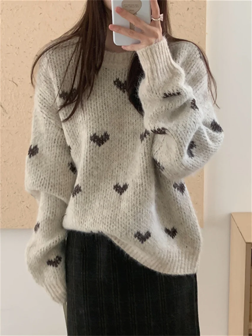 Alien Kitty Stylish Women Sweaters Vintage Loose Knitwear Full Sleeve 2025 New Winter Pullovers Sweet Daily Office Lady