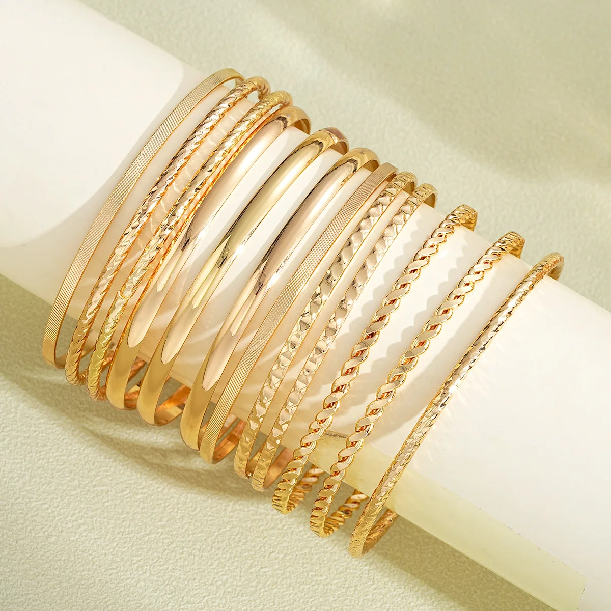 Chunky Smooth Wide Cuff Bracelet Set Indian Style Multi Strand Stackable Bangle Collection for Women Daily