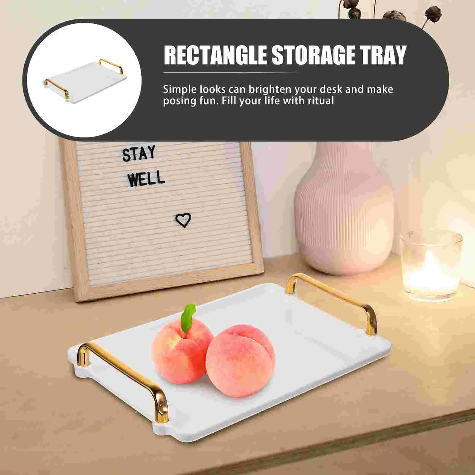 Rectangle Tray Plastic Tea Set Tray Serving Breakfast Fast Food Tray With Handles