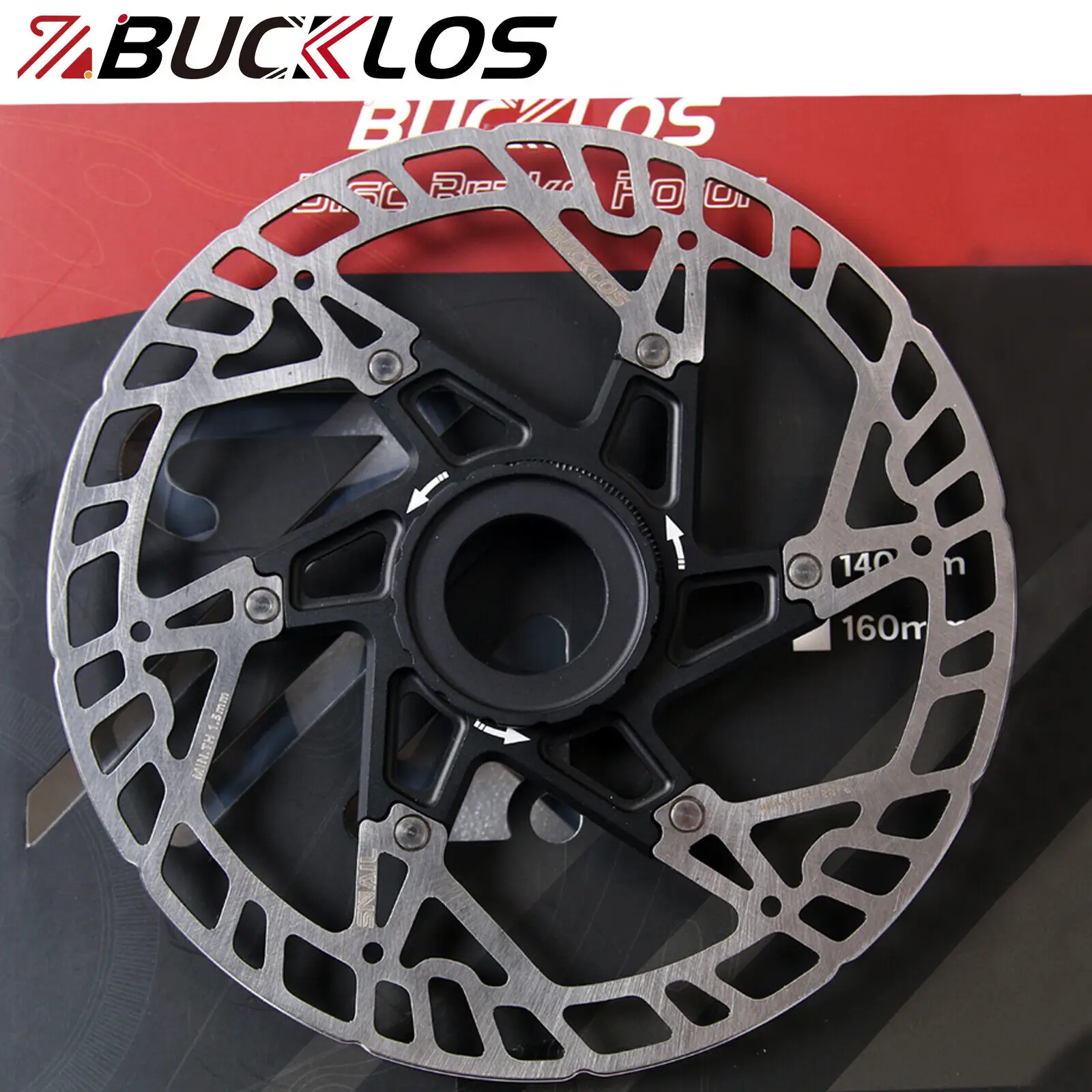 BUCKLOS Center Lock Disc Rotor Strong Bike Heat Dissipation Floating Rotors w/Lock Ring 160mm MTB Road Bicycle Disc Brakes Rotor