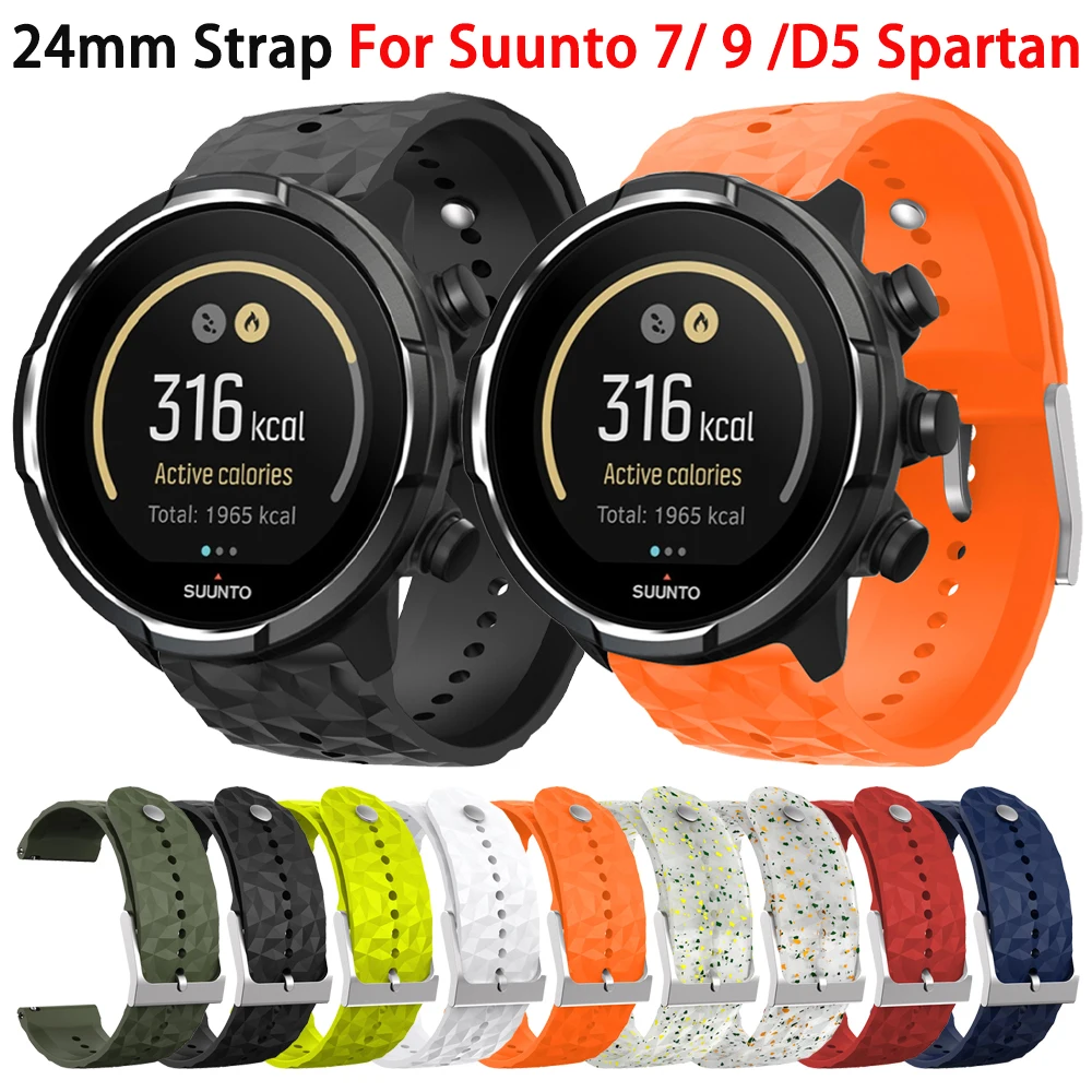 수통 7/9/D5 스파르탄 HR 바로 스마트워치용 스포츠 실리콘 시계 스트랩 밴드 24mm 야외 통기성 밴드 교체