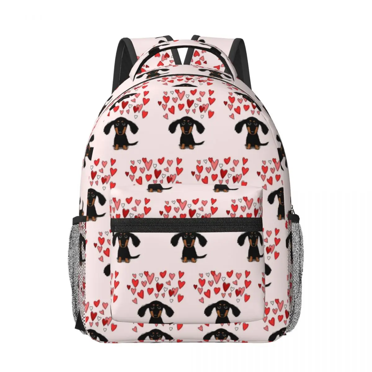 

Cute Dachshund Puppy Dog With Valentine Hearts Woman Backpacks Bookbag School Bags Portability Travel Rucksack Shoulder Bag