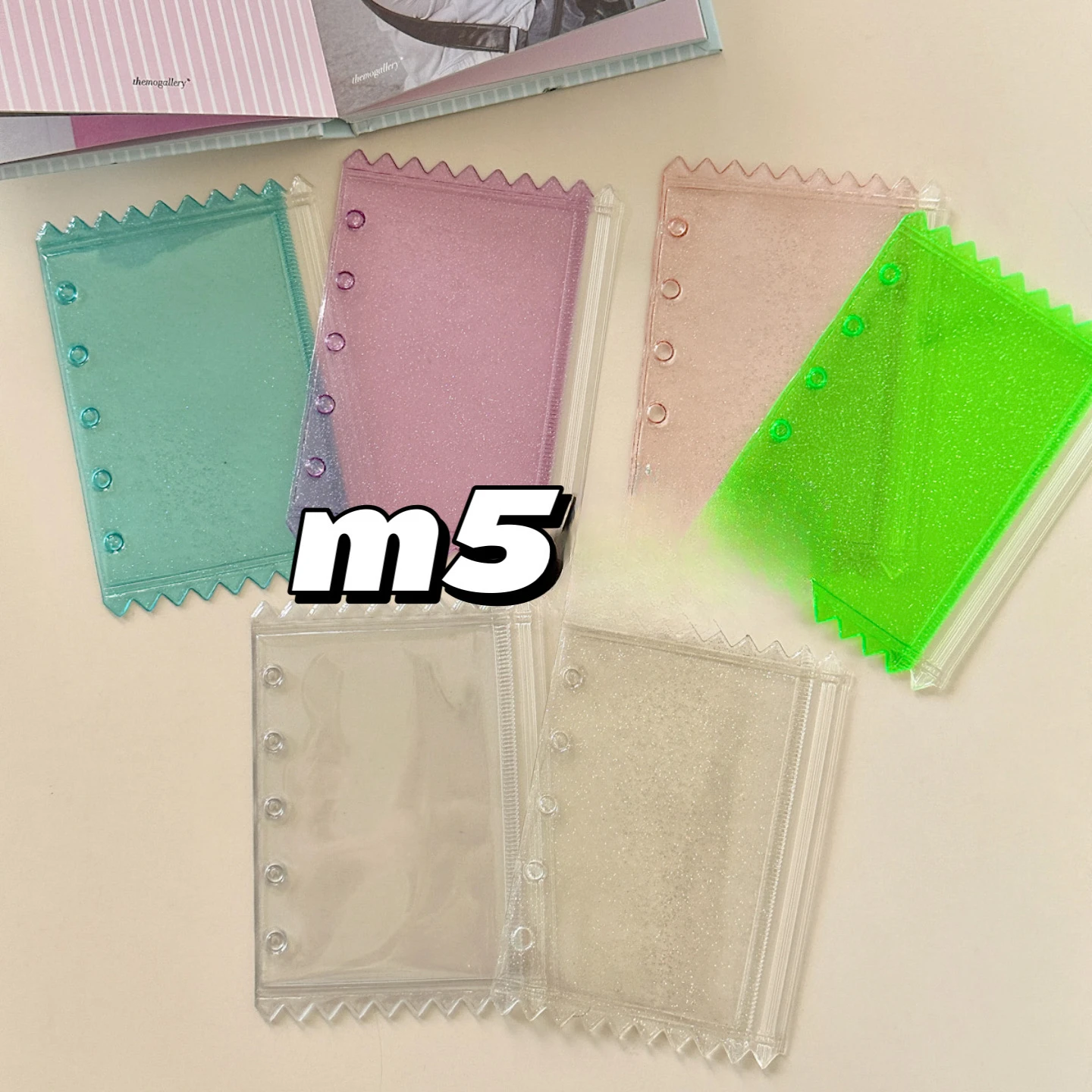 스파클링 파우더 M5 바인더 시트 리필 페이지, 투명 5 링, 3 인치 포켓 포토카드 거치대, 느슨한 잎 슬리브, M5 이어니어스용, 5 개