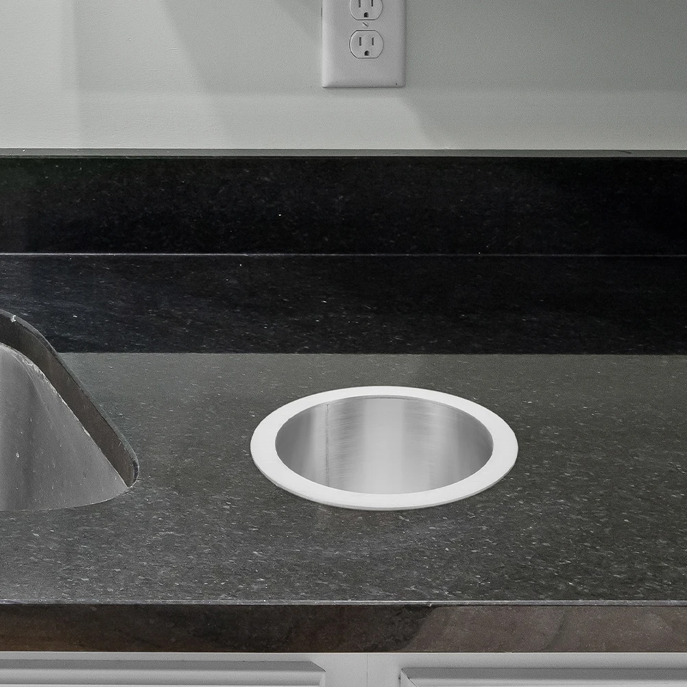 

Stainless Steel Built-In Trash Chute Round Garbage Holder Corrosion Resistant Countertop Waste Bin Easy Clean Grommet