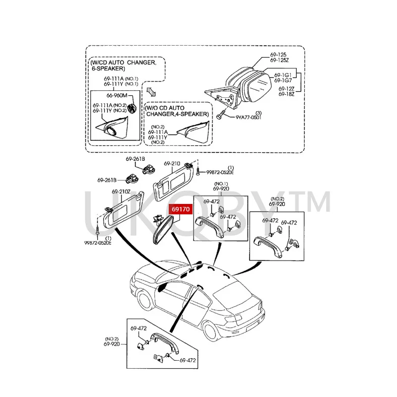 BP4K69220 B37F69220C Suitable for Ma zd a 3 Rear view mirror, interior mirror, reverse mirror