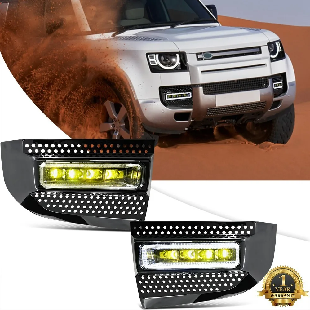 

2 шт. левый + правый передний светодиодный противотуманный фонарь в сборе для Land Rover Defender 90 110 130 2020-2024 DRL противотуманные фары аксессуары