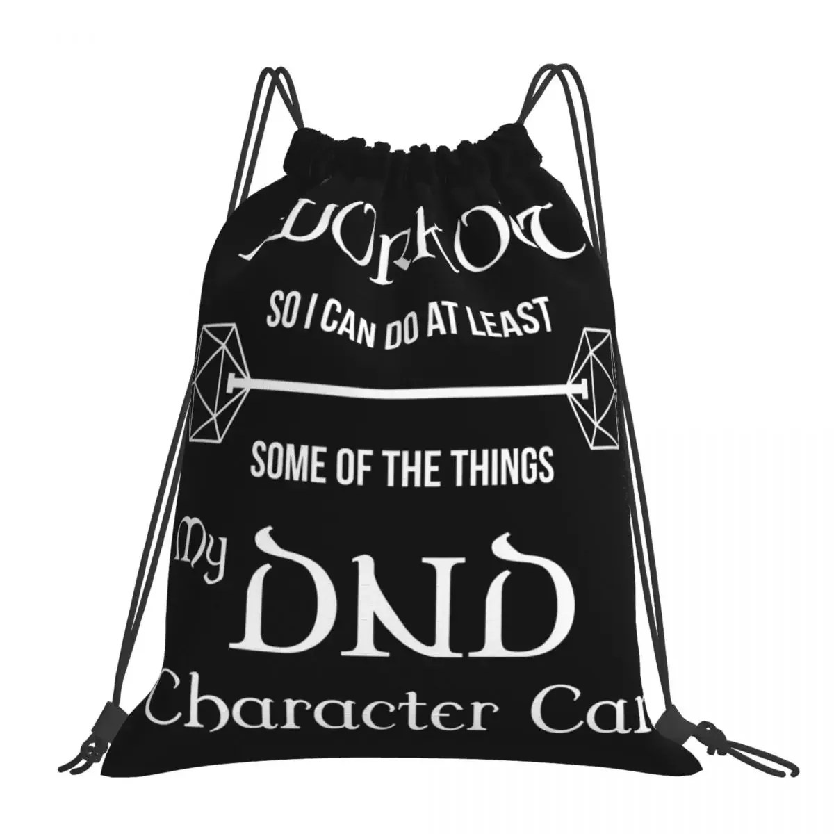 

DnD Character Workout - In White Backpacks Drawstring Bags Drawstring Bundle Pocket Shoes Bag BookBag For Travel School