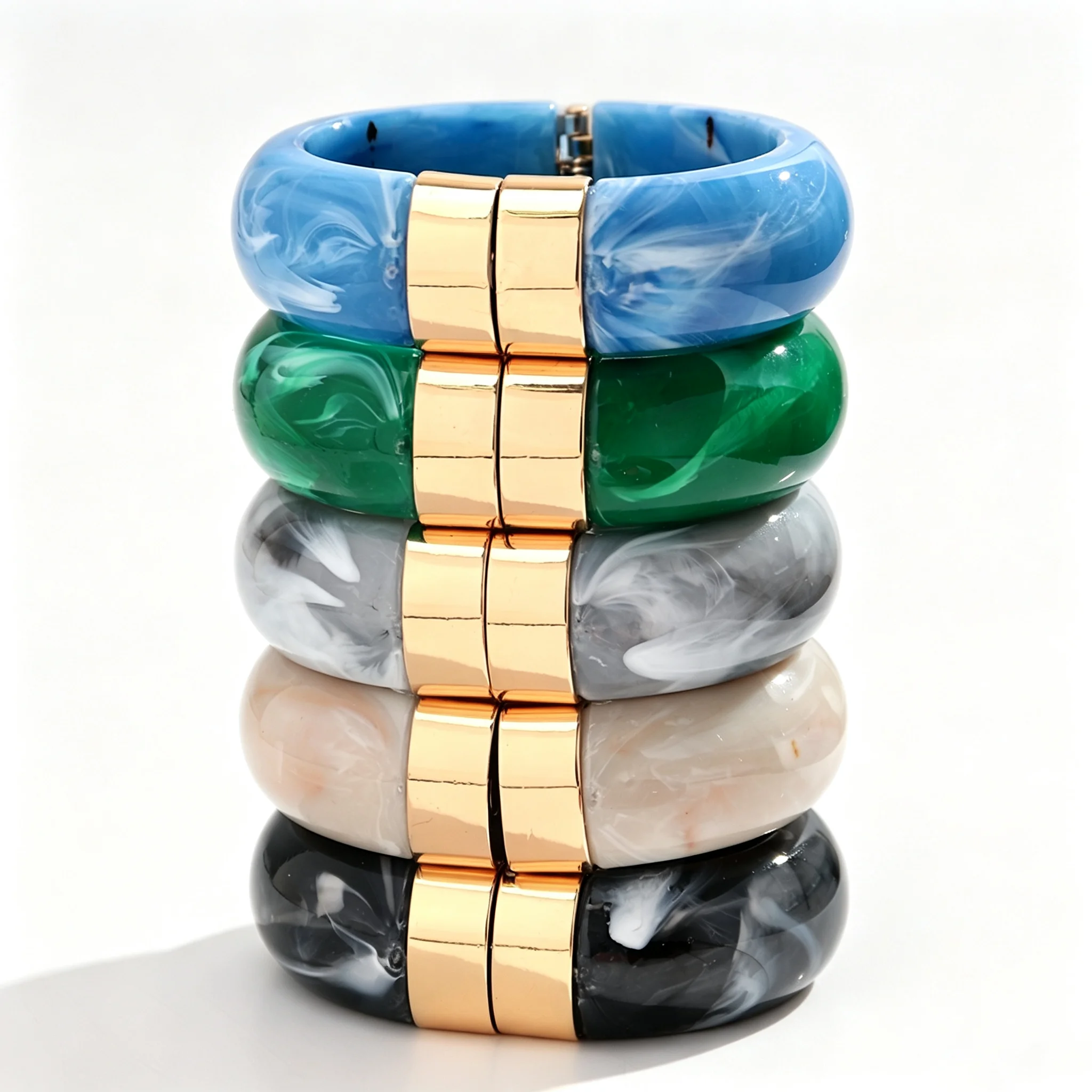 Modische Bunte Harz-Armreifen aus Edelstahl, Wasserdicht, Klobige Armbänder für Damen, Schmuckgeschenk 2026 – Detail 2
