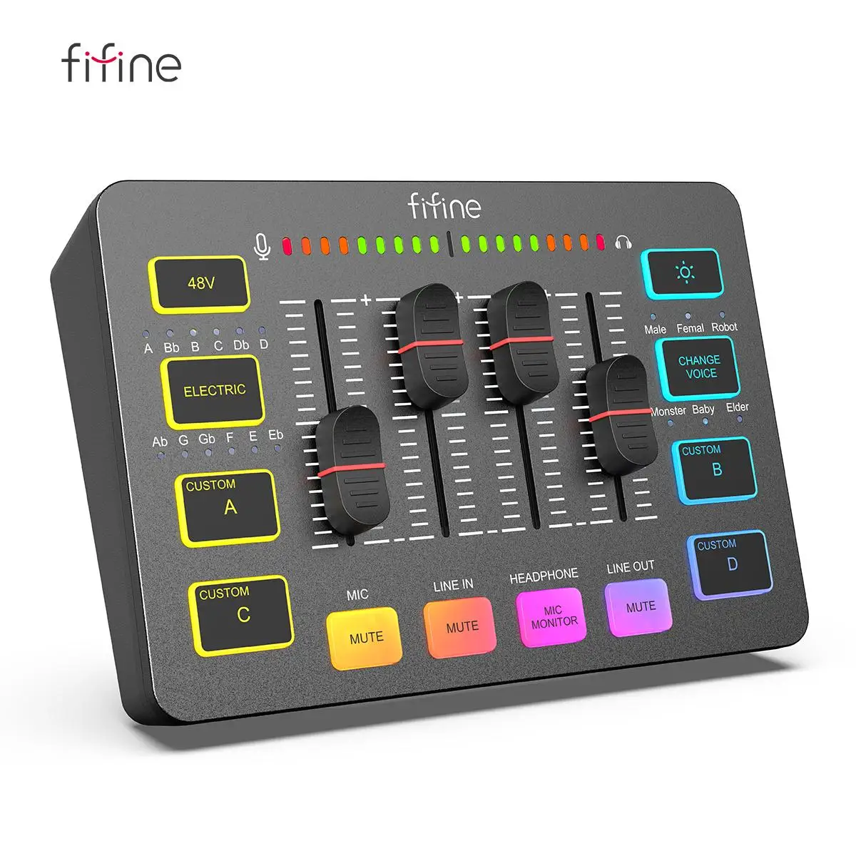 XLR 마이크 인터페이스, 48V 팬텀 전원, RGB, 팟캐스팅 스트리밍 AmpliGame SC3용 사운드 카드가 포함된 FI...
