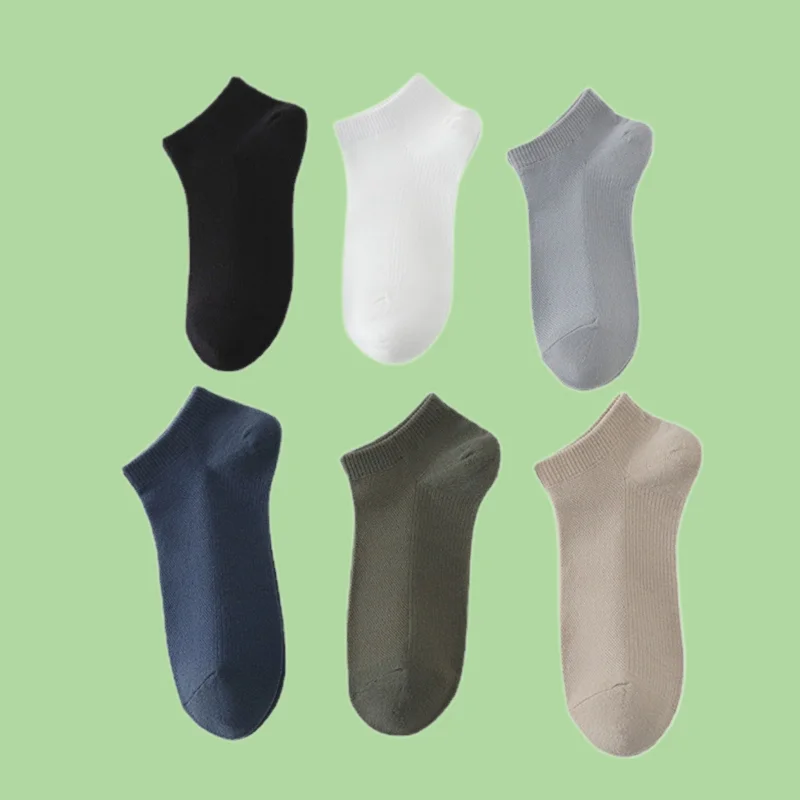 

5/10 Pairs New Fashion Summer Breathable Sweat-absorbent Short Tube Thin Cotton Socks Men's Shallow Mouth Boat Socks