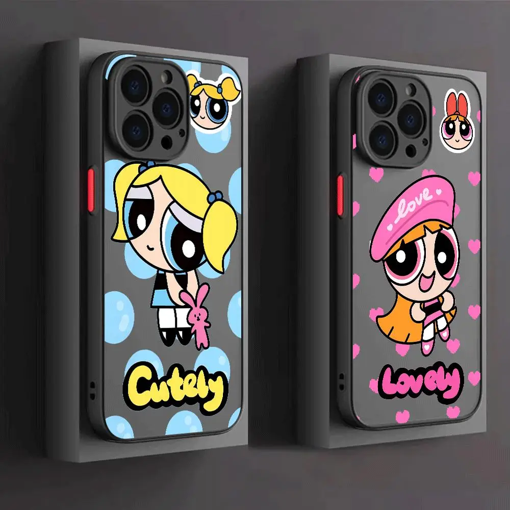Cartoon Powerpuff Handy hülle für Apple iPhone 15 Pro Se 13 12 Mini 11 Pro 7 6s xr xs x 8 plus 14