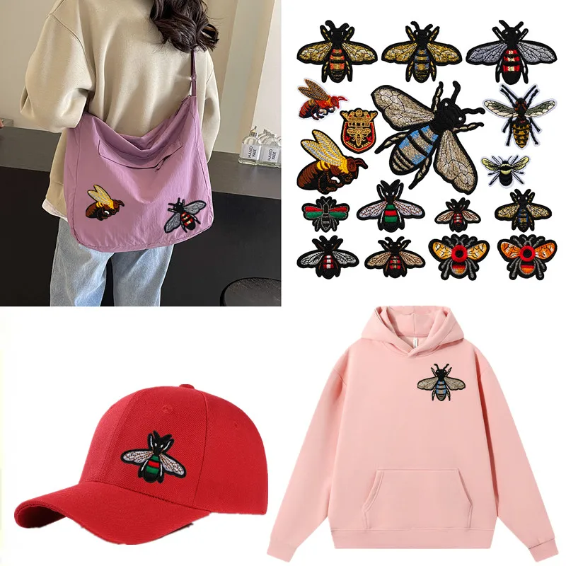 

Hot Selling Embroidered Bee Patches DIY Sew/Iron On Clothing Patch Applique for Hat Jeans T-shirt Bags Socks Garment Decoration