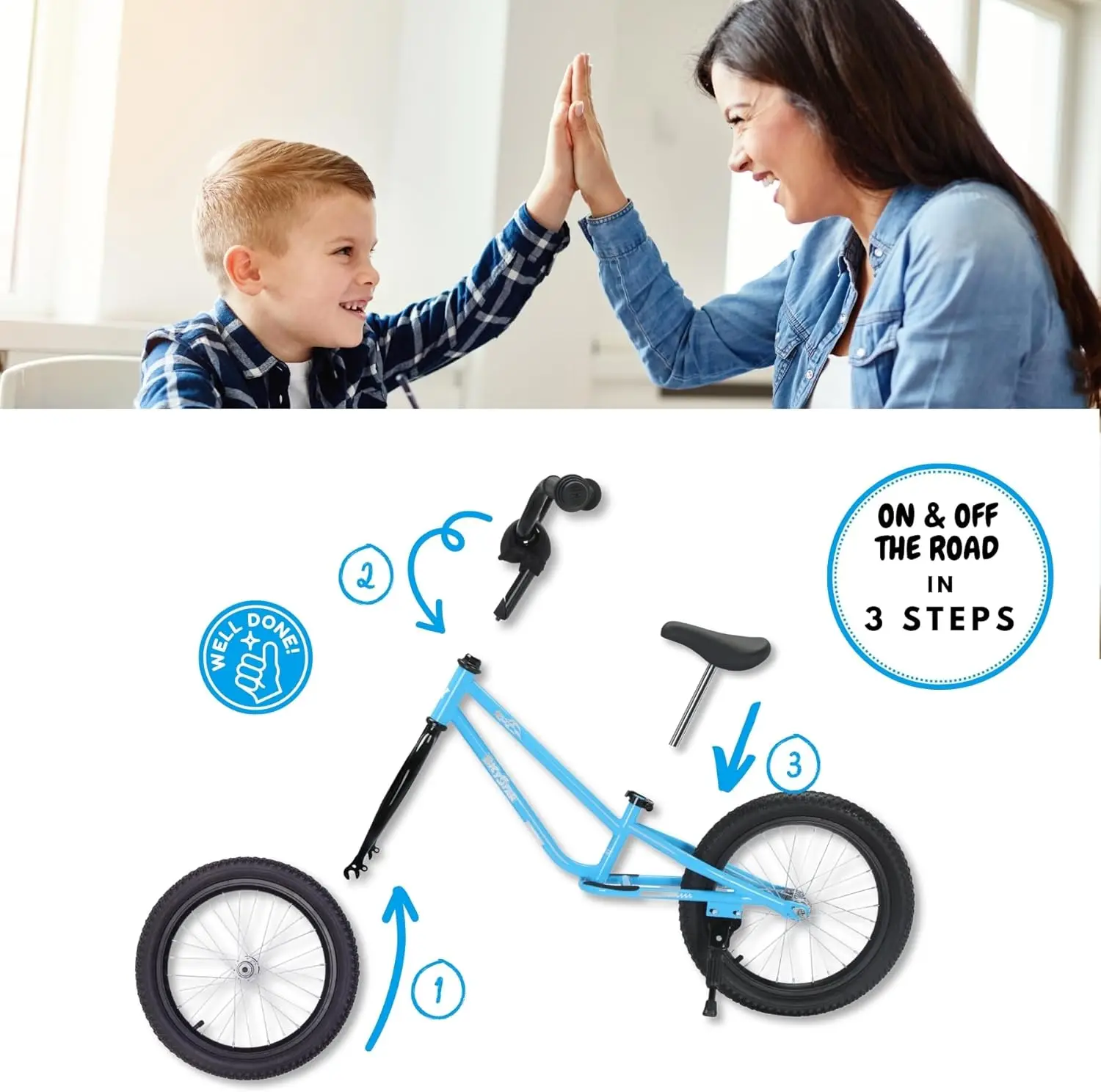 16 Inch Kids Balance Bike for 5-8 Year Old, BMX Kids Bike with No Pedals, Air Rubber Tires, Footrests, Adjustable Height for Big