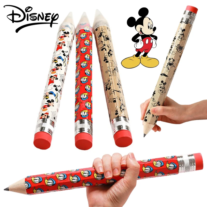 

Disney Mickey Mouse Wooden Lead Pencils Student Cartoon Writing Pencil with Eraser Creative Cute Large Office School Stationery